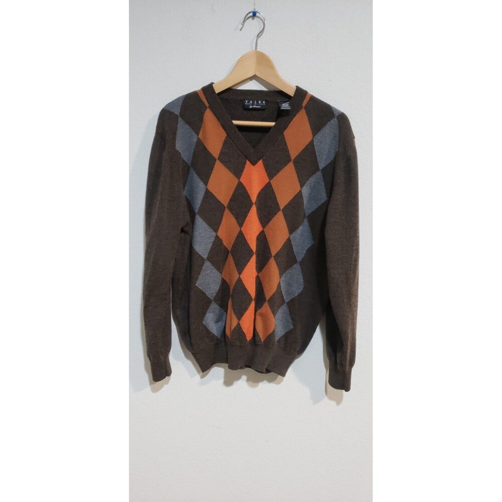 Men's Valda Wool Blend Sweater Size L Long Sleeve V-Neck Pullover Made in Italy